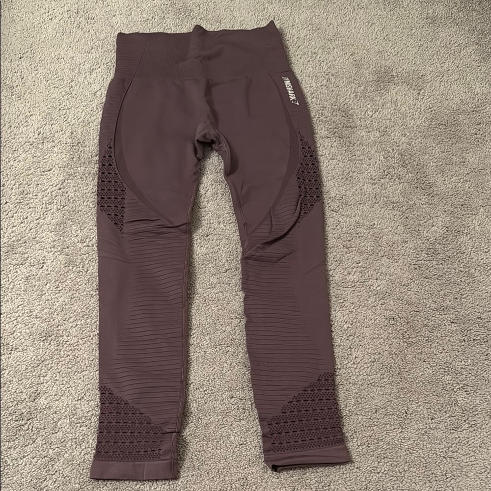 Gymshark Brown Leggings with Contoured Seaming and Ribbed Details
